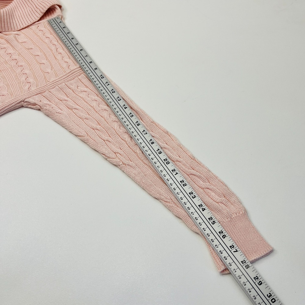 Ralph Lauren LRL Sweater‎ Womens XL Light Pink Cowl Neck Cable Knit Old Money - Picture 7 of 10